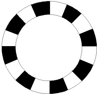 disque muni de 16 secteurs identiques (8 noirs et 8 blancs)